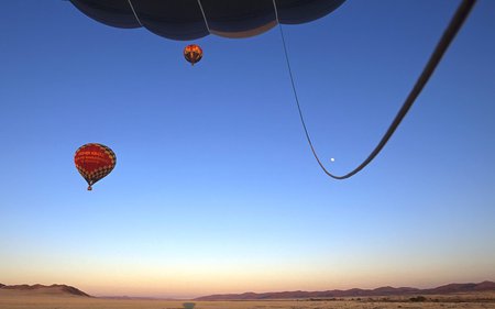 Hot Air Balloons Take Off at Sunrise Namib Desert Namibia. - namibia, desert, hot, air, namib, balloons, sunrise, take off