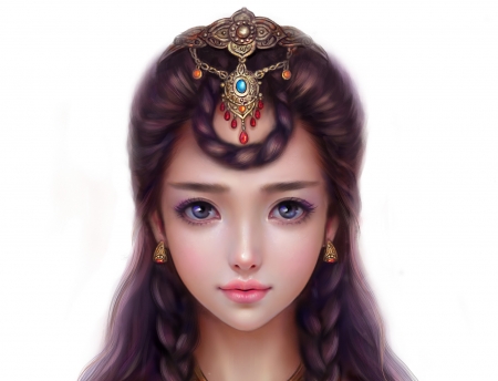 Princess - princess, girl, frumusete, jewel, fantasy, face, nainai, luminos, fun fan, cute