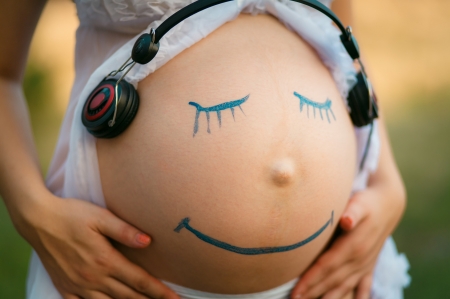 :) - mood, headphones, belly, cute, face, happy