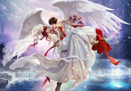 The Wedding - Angel, Man, Women, Weddin, White