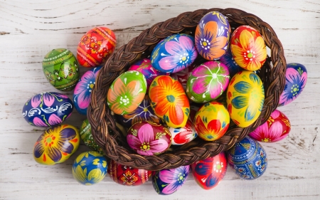 Happy Easter! - easter, colorful, basket, egg, card