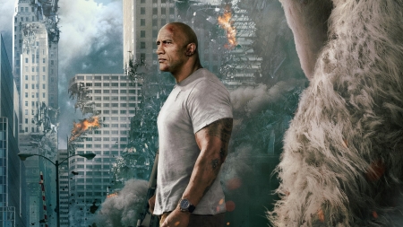 Rampage (2018) - dwayne johnson, movie, man, rampage, actor, fantasy, poster