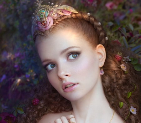 Raspberry fairy - cornacchiaart, cornacchia art, portrait, girl, frumusete, fantasy, raspberry, fairy, luminos