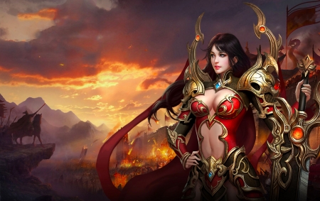 Asian Warrior Woman - pretty, female, warrior, beautiful, girl, fantasy, digital, woman, art, asian