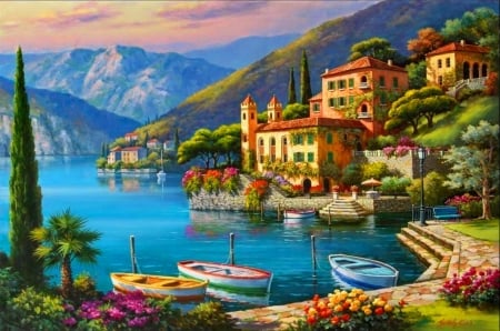 Villa Bella Vista - mediterraneo, lake, houses, mountain, boats, summer, coast, villa, view, town, beautiful