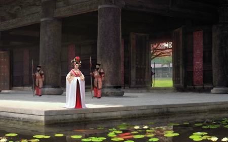 Chinese temple - fan bingbing, chinese temple, girl, empress, movie, water, summer, asian