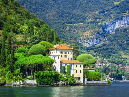 Lake Como,Italy - trees, nature, lake, mountains, houses