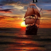 Pirate Ship at Sunset