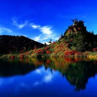 Reflection in the Calm Blue Lake