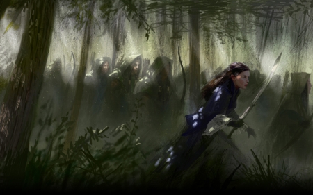 Arwen - elf, fantasy, girl, sword, princess, arwen, the battle of middle earth, luminos