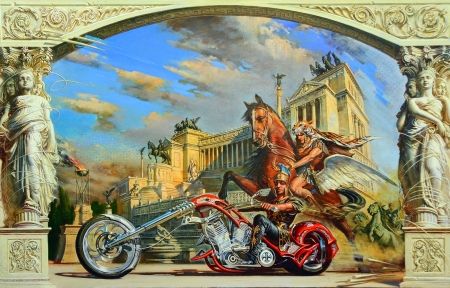 â™¥ - art, horse, oleg turchin, luminos, motorcycle, fantasy