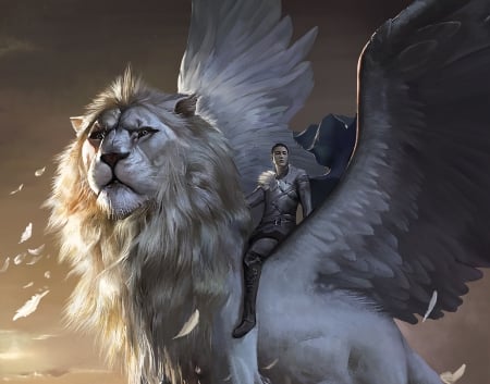 L.O.R.D. ~ Qi Ling - feather, the legend of the ravaging dynasty, art, wings, leu, white, fantasy, qi ling, xiaodi jin, gary barlow, jue ji, luminos, lion, man