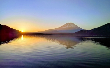 Nightfall - nature, lake, sunset, landscape