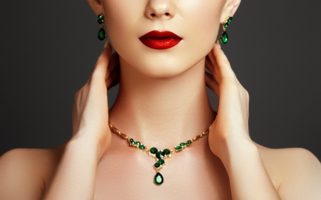 â™¥ - woman, lips, girl, red, jewel, green, model