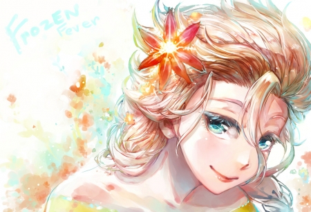 Elsa - girl, huamuan huamuan, snow queen, fanart, face, elsa, anime, disney, manga