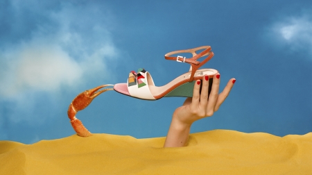 :) - summer, yellow, crab, blue, sand, creative, fantasy, hand, rac, shoe, vara