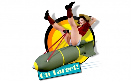 Hold On Tight . . - women, fun, anime, cartoon, female, poster, boots, brunettes, western, rocket, cowgirl, style, funny