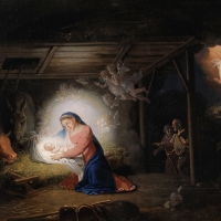 The Holy Child in the stable