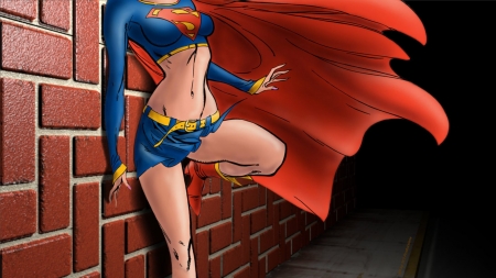 Supergirl back Against The wall  wallpaper - supergirl, comics, anime, cartoon, deviantart, 1920x1080 only, kara danvers, dc comics, hd wallpaper, desktop background, fan art