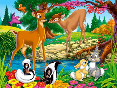 Bambi - movie, skunk, disney, bunny, deer, cute, bambi, fantasy