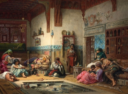 The harem - odalisque, pictura, woman, painting, girl, harem, art, luminos