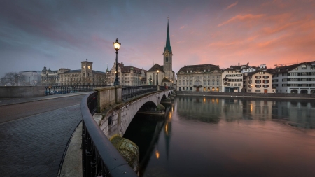 Zurich - fun, cool, river, architecture, zurich, bridge