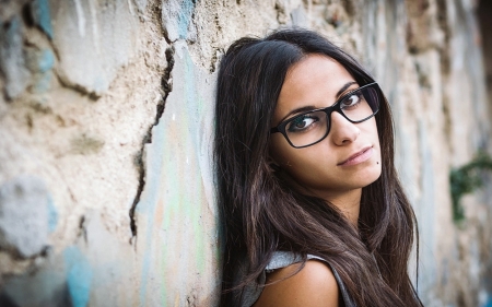 Beautiful  Brunette - Woman, Female, Glasses, Beautiful, Models