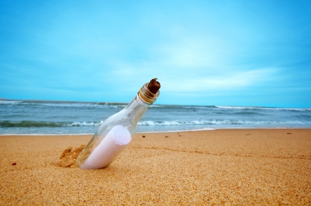 ❤ - abstract, bottle, message, beach