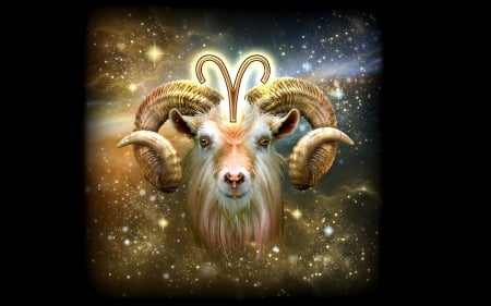 Zodiac ~ Aries - black, fantasy, aries, ciro marchetti, zodiac, horns