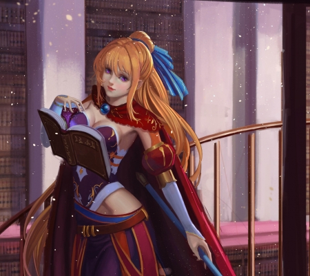 Sorceress - girl, luminos, axu suzumiyaharuhi, frumusete, book, fantasy, blonde