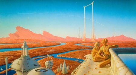 The martians - michael whelan, martians, blue, planet, mars, orange, fantasy, art, luminos