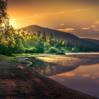 Landscape at Dawn near the Lake