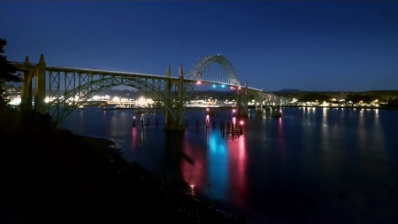 Newport Bridge - water, ocean, bridges, ocean and beaches