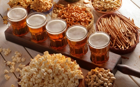 beer and snacks - fun, entertainment, yummy, cool, beer, food