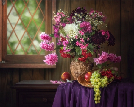 ♥ - flowers, roses, abstract, soft, fruits