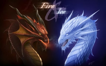 Drago Fire & Ice - ice, fantasy, drago, fire