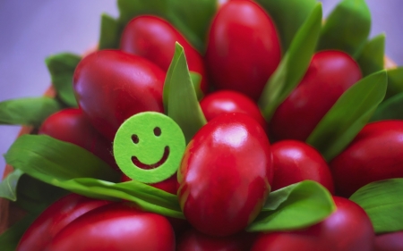 Happy Easter! - easter, smile, red, green, face, egg, card