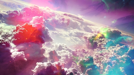 Clouds - white, cloud, vara, luminos, pink, blue, summer, fantasy