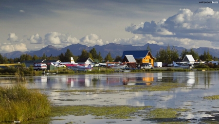 Lake Hood Seaplane Base, Anchorage, Alaska - nature, lake, alaska, clouds, seaplane, hood