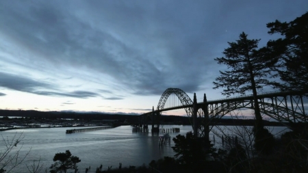 Quiet Bridge - nature, water, ocean, bridge