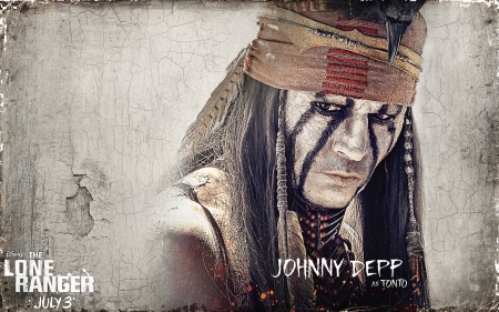 The Lone Ranger (2013) - actor, the lone ranger, poster, indian, movie, Johnny Depp, disney, man