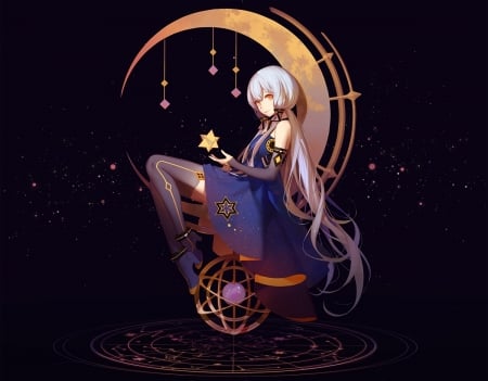 â™¥ - moon, girl, blue, anime, luna, black, asukaziye xingchen, manga