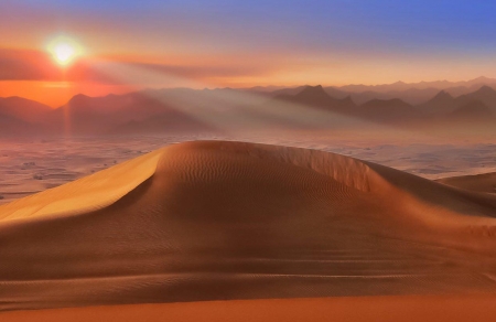 Sunset at the desert - sunset, nature, desert, amazing