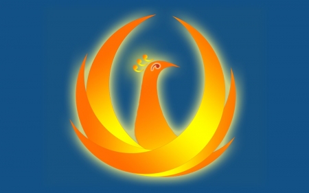 Phoenix - vector, yellow, blue, phoenix, bird