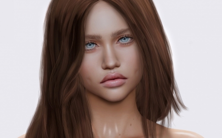 Girl - face, rendering, girl, luminos, blue eyes, fantasy