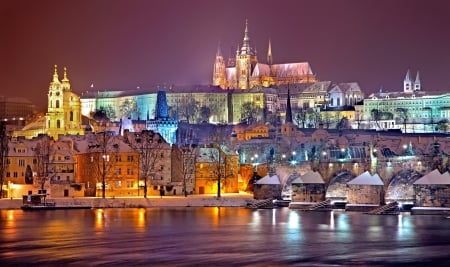 Night Prague - color, night, light, prague