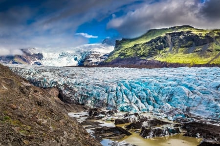 Icelandic Glacier - ice, sky, landscape, clouds, mountains, northern