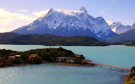 Chile Bridge House Island - Island, Bridge, Mountain, Chile, House