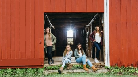 What's In Your Barn . . - western, women, models, ranch, outdoors, brunettes, cowgirl, fun, female, barn, boots, blondes, fashion