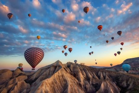 balloons - nature, fun, balloons, mountain, cool